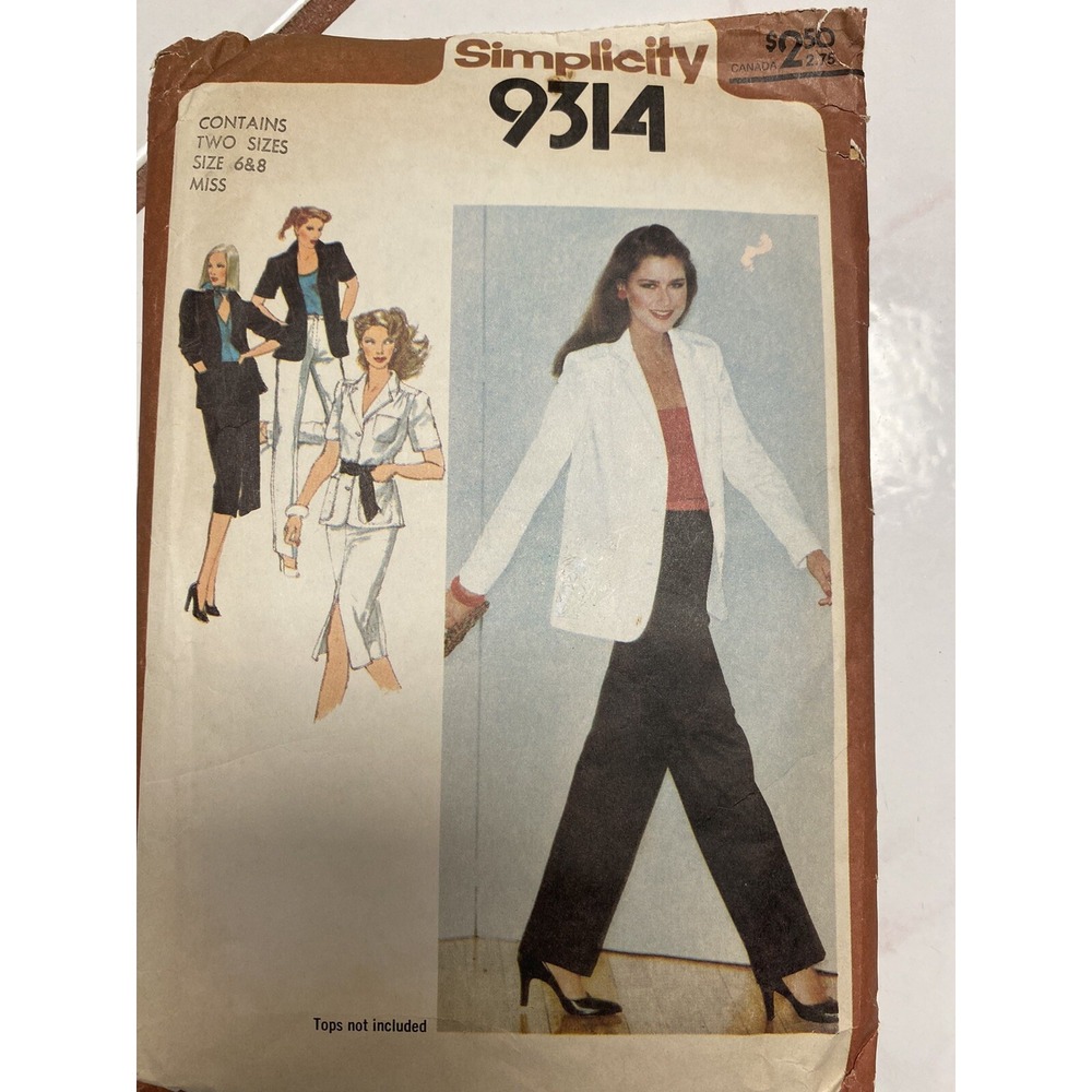 1979 Simplicity Sewing Pattern 9314 Misses Jacket Skirt Pants Size 6 8 Cut